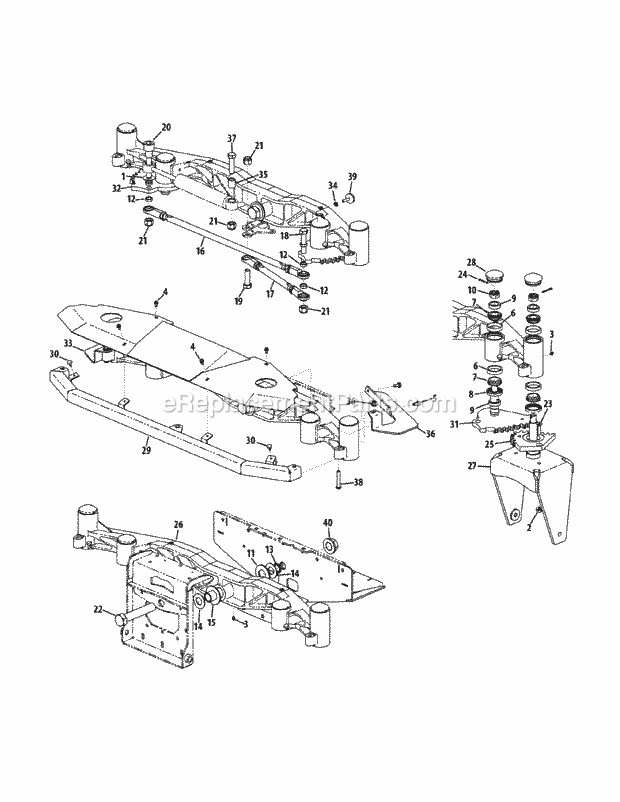 Front Axle Assembly Diagram and Parts List for S6032-D 53AY8DU6050 Cub Cadet Sprayer